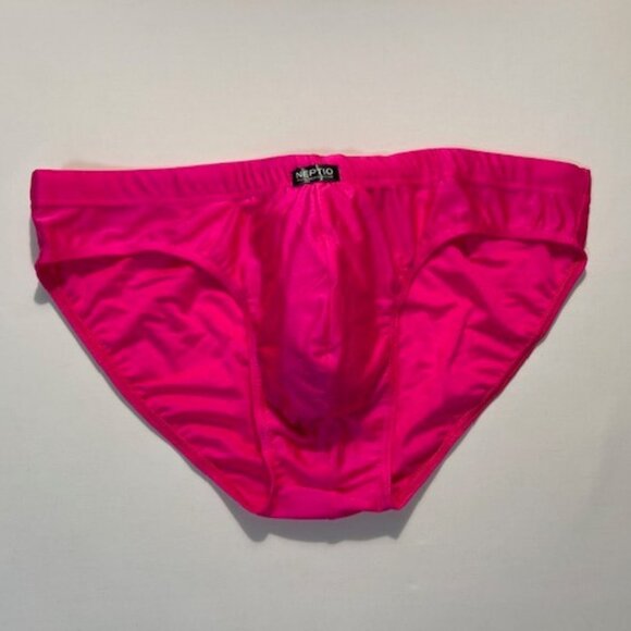 NEPITO "Playa" Low Rise Bikini Swim Brief - Neon Pink/Black - Pouch - Picture 1 of 13